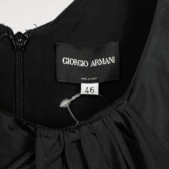 Giorgio Armani Black Silk Taffeta Draped Top - Picture 7 of 9